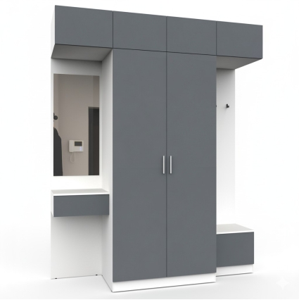 Набор мебели для прихожей "Марсель-262" МР 01-262 В2490 Ш2000 Г580 (ЛДСП Графит серый) Набор мебели для прихожей "Марсель-262" МР 01-262 В2490 Ш2000 Г580 (ЛДСП Графит серый)